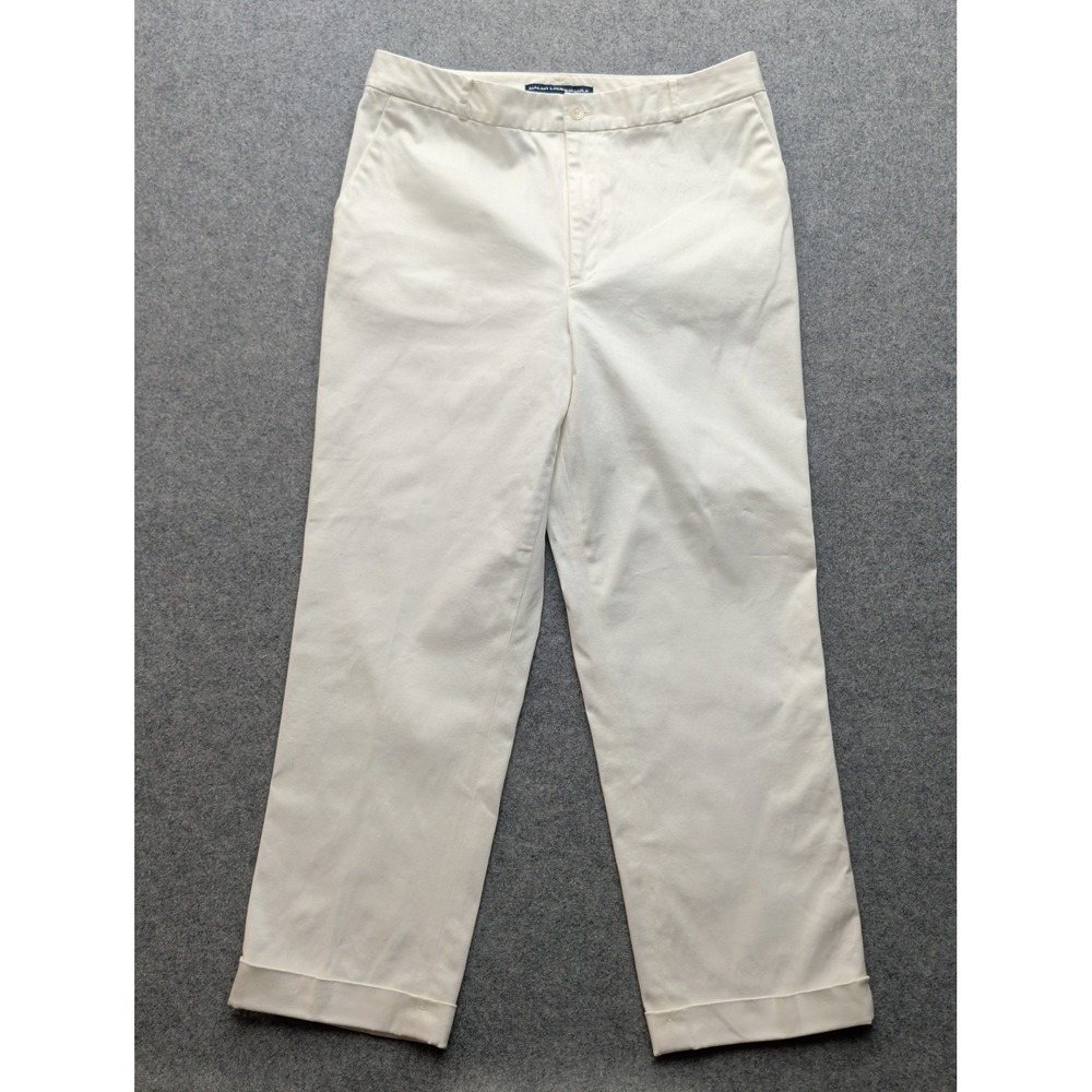 Ralph Lauren Golf Pants Women's Size 12 White Cuffed Hem Straight